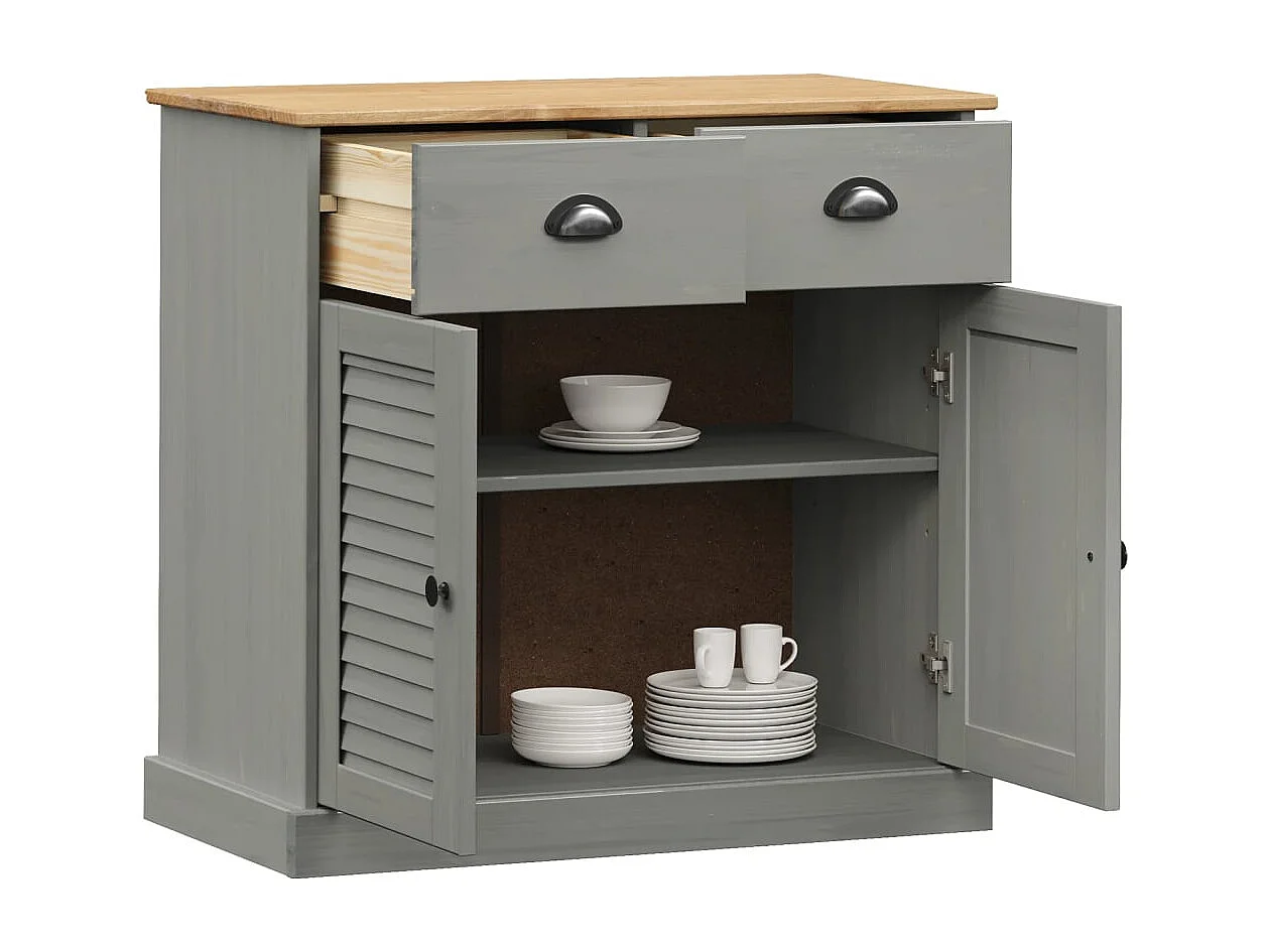 Aparador con cajones VIGO madera maciza pino gris 78x40x75 cm