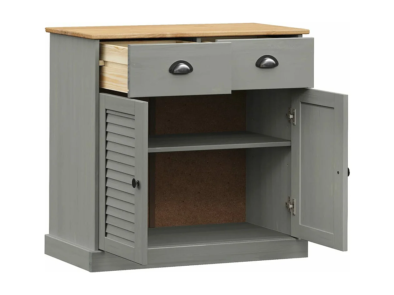 Aparador con cajones VIGO madera maciza pino gris 78x40x75 cm