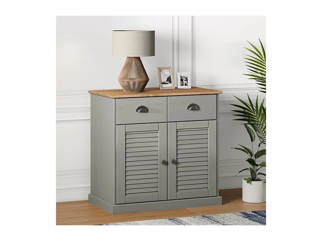 Buffet avec tiroirs VIGO 78x40x75 cm gris bois massif de pin