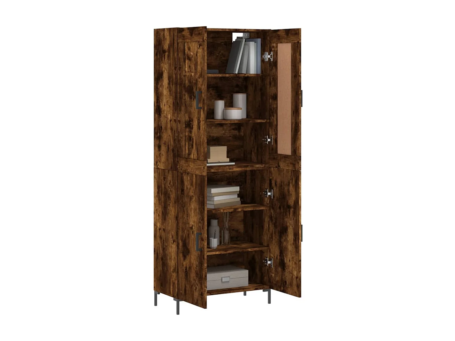 Hoge kast 69,5x34x180 cm bewerkt hout gerookt eikenkleurig