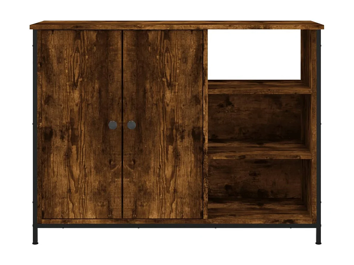 Dressoir 100x33x75 cm bewerkt hout gerookt eikenkleurig