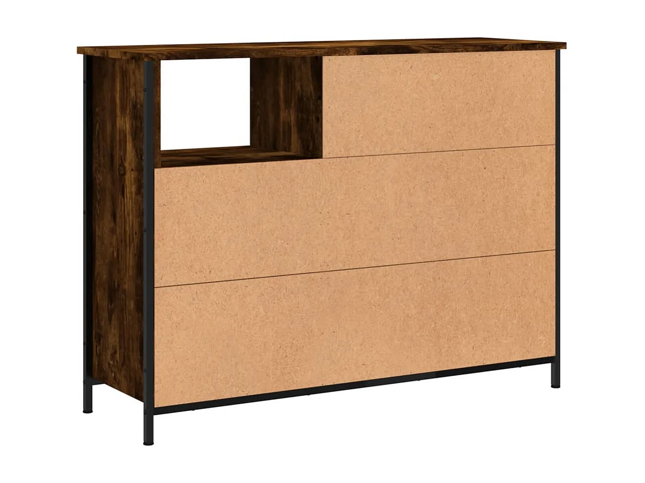 Dressoir 100x33x75 cm bewerkt hout gerookt eikenkleurig