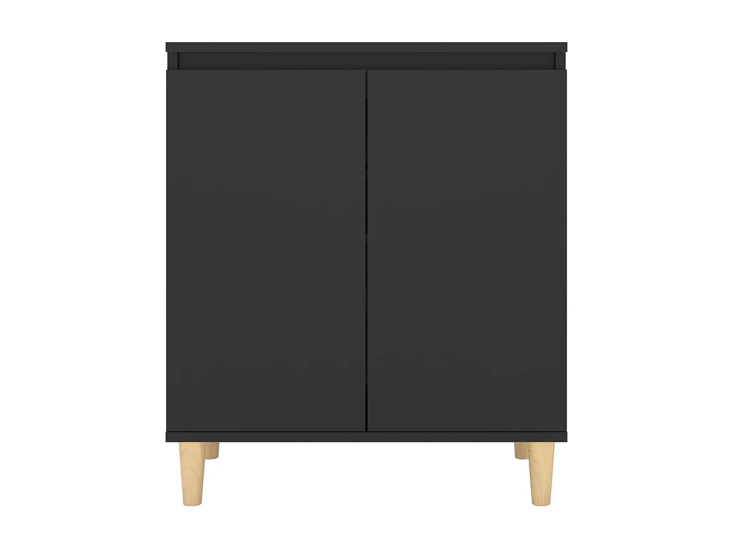 Buffet avec pieds en bois massif Noir 60x35x70 cm Aggloméré