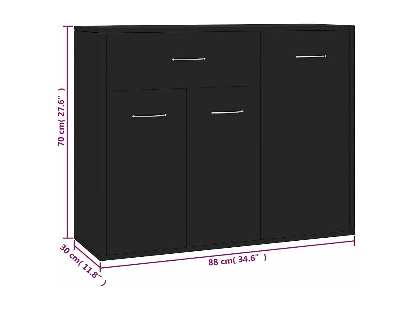 Buffet Noir 88x30x70 cm Aggloméré