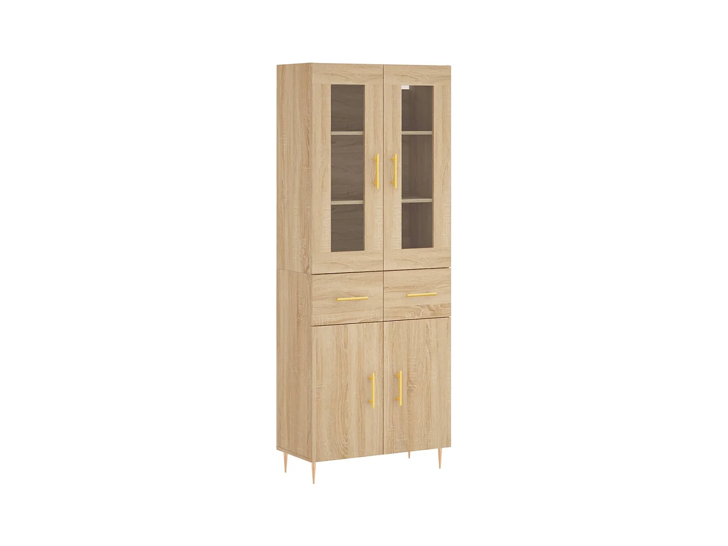 Aparador alto madera contrachapada color roble 69,5x34x180 cm
