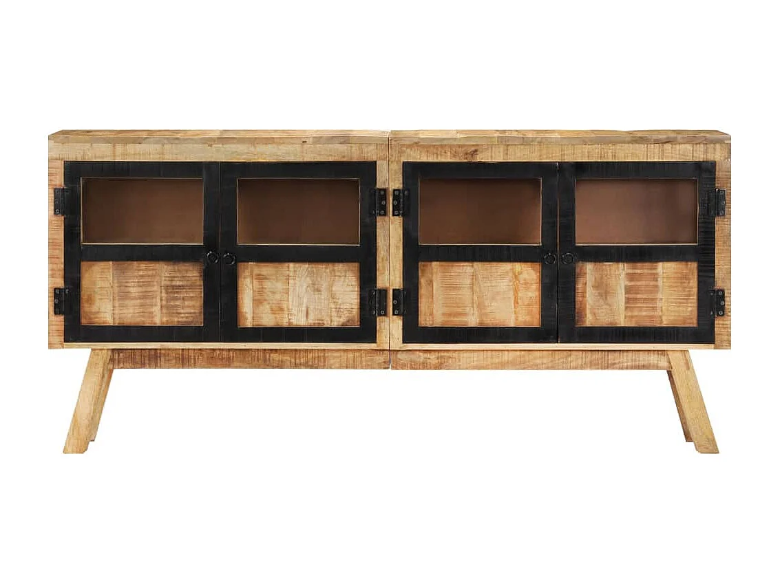 Aparador de madera maciza de mango marrón y negro 160x30x76 cm