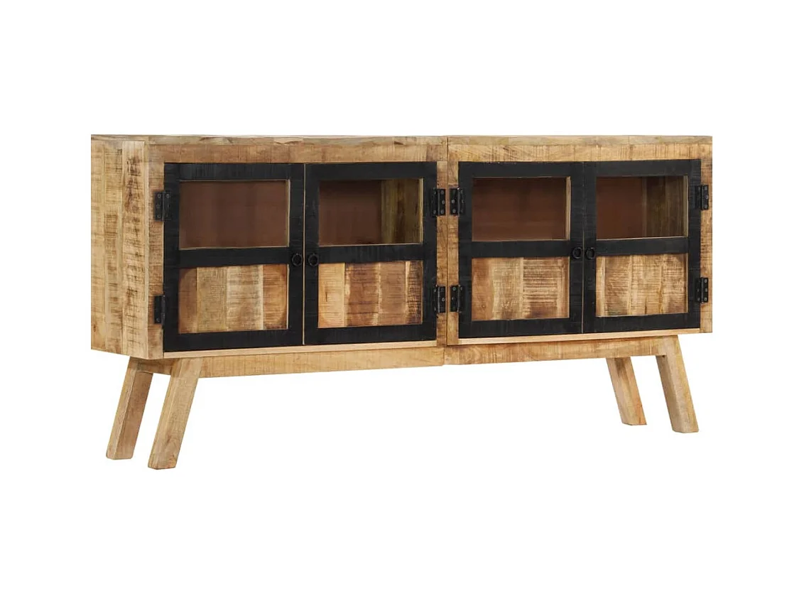 Buffet marron et noir 160x30x76 cm bois massif de manguier