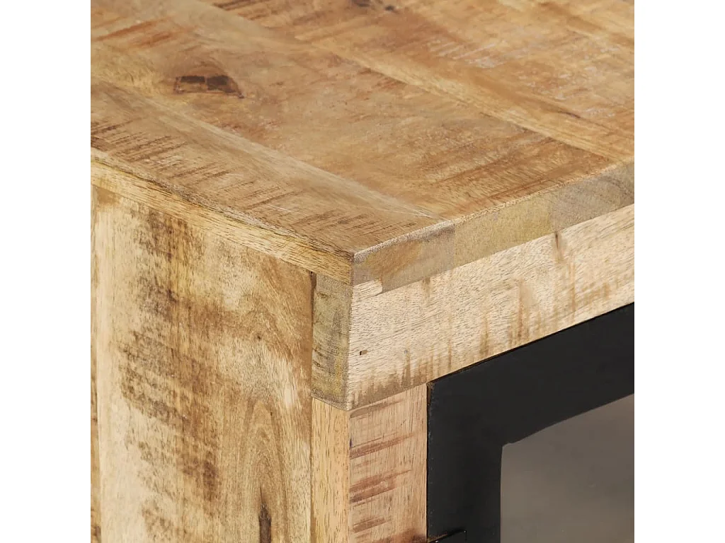 Buffet marron et noir 160x30x76 cm bois massif de manguier