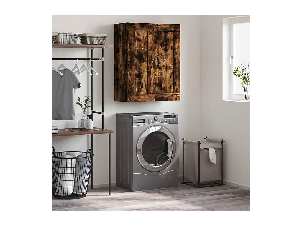 Armoire murale chêne fumé 69,5x34x90 cm bois d'ingénierie