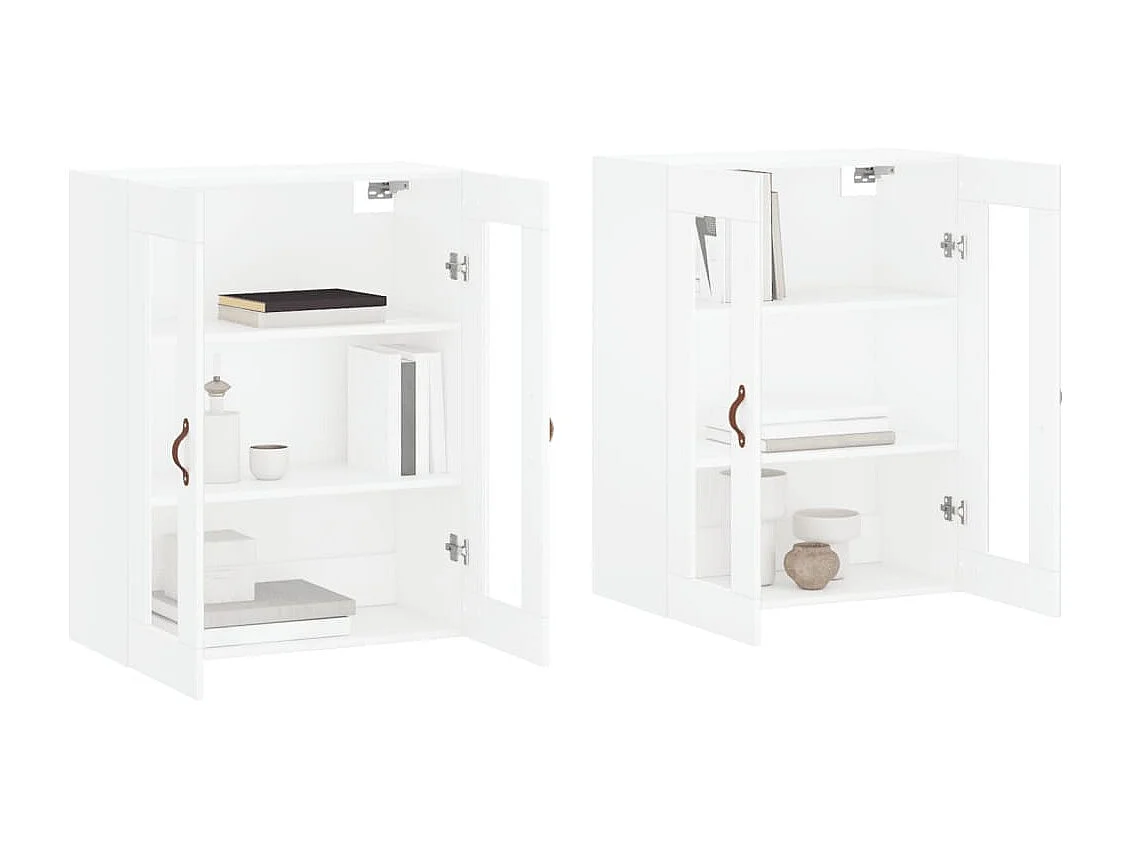 Hangkasten 2 stukkenbewerkt hout wit