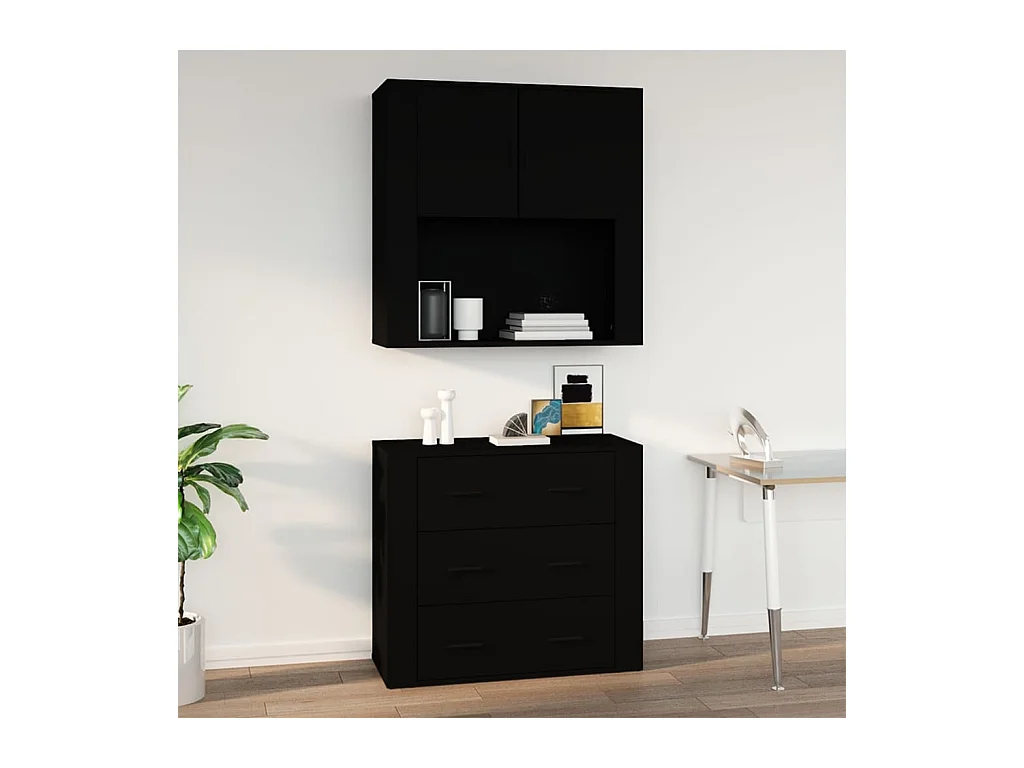 Armoire murale Noir 80x33x80 cm Bois d'ingénierie