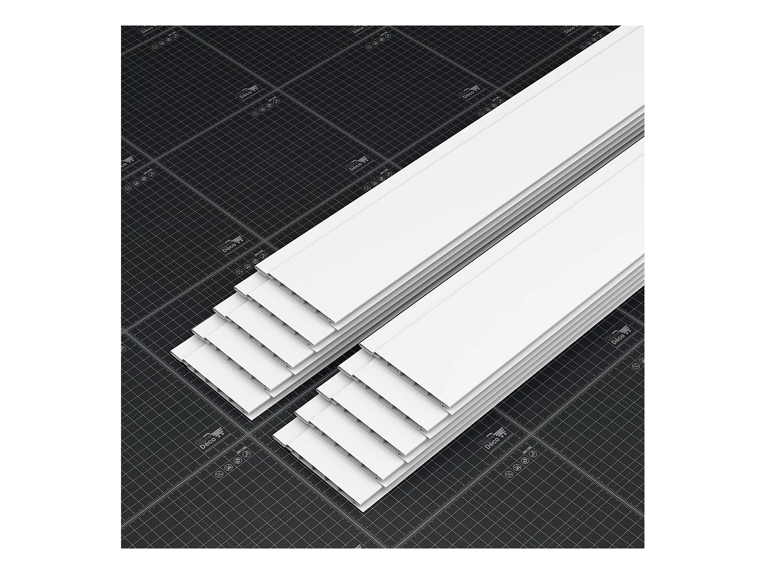 Lambris PVC 100 mm - Lot de 10 Lames - Blanc - 1.80 m, 1800 x 100 x 8 mm (1,80 m²)