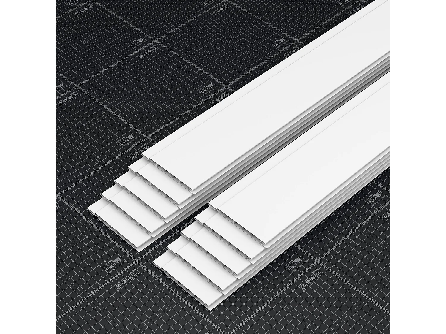 Lambris PVC 100 mm - Lot de 10 Lames - Blanc - 1.80 m, 1800 x 100 x 8 mm (1,80 m²)