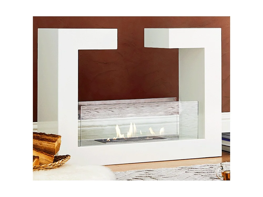 Biocheminée au sol design moderne Tête à tête Blanc 2 kW/h