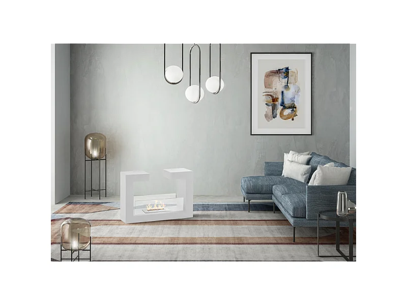 Modern design floor-standing biofireplace Tete a tete White 2 kW/h