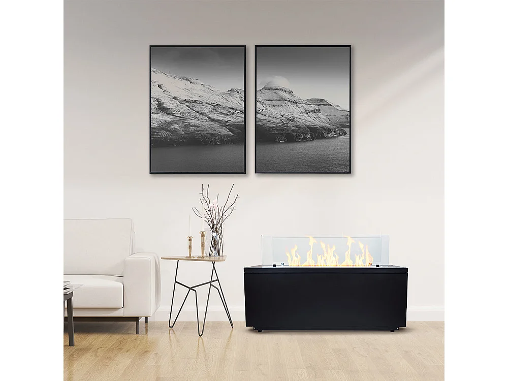 Cheminée au bioéthanol sur pied pour intérieur et extérieur CARAVAGGIO Noir L100xP40xH40 cm