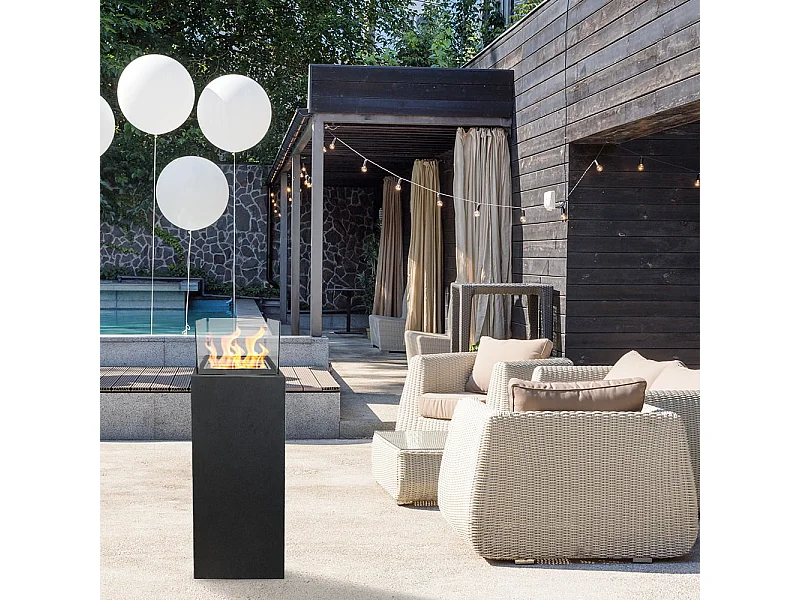 Bioethanol-Bodenkamin Ischia Schwarz 40x40x115