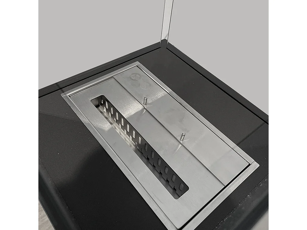 Vloerstaande bio-ethanol haard voor binnen en buiten Ischia Nero 40x40x115