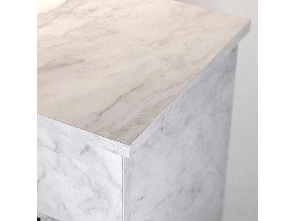 Cheminée au bioéthanol BELLINI en bois effet marbre blanc Fabriqué en Italie L96 x P35 x H96