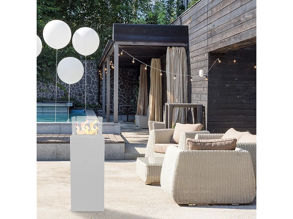 Bioethanol-Standkamin Ischia Weiß 40x40x115