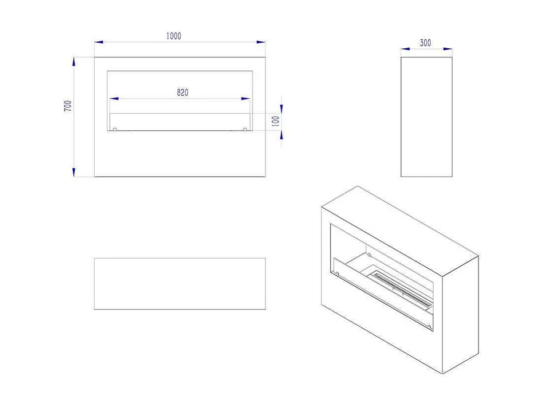 Cheminée à bioéthanol Giotto S Blanc 100x30x70