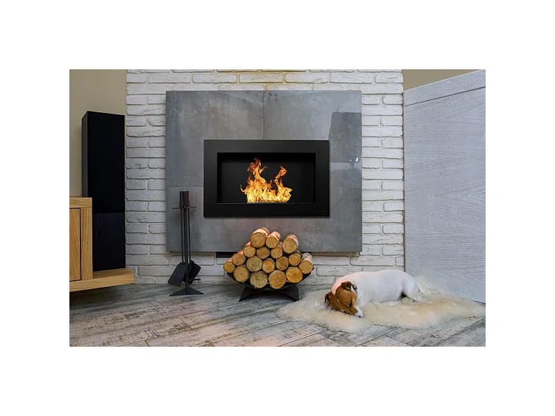 Cheminée bioéthanol murale ou encastrable Pisa Nero L 65 x P 12 x H 40