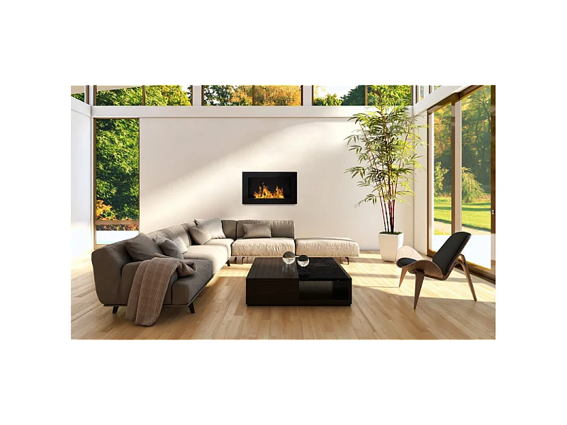 Cheminée bioéthanol murale ou encastrable Pisa Nero L 65 x P 12 x H 40