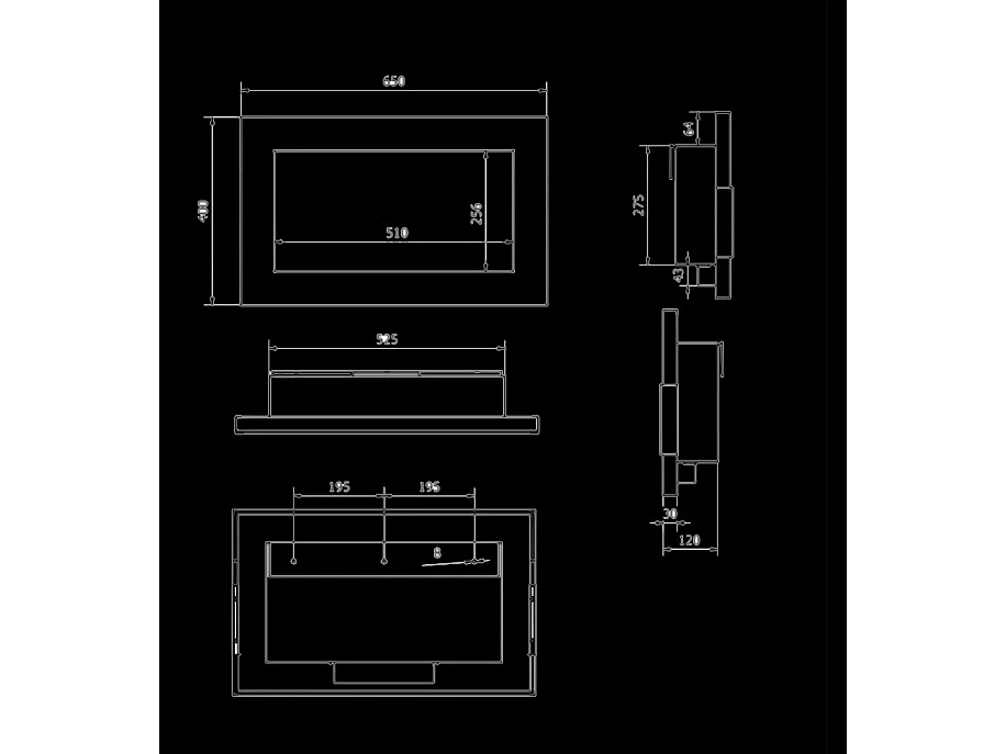 Wand- oder Einbau-Bioethanolkamin Pisa Nero L 65 x T 12 x H 40