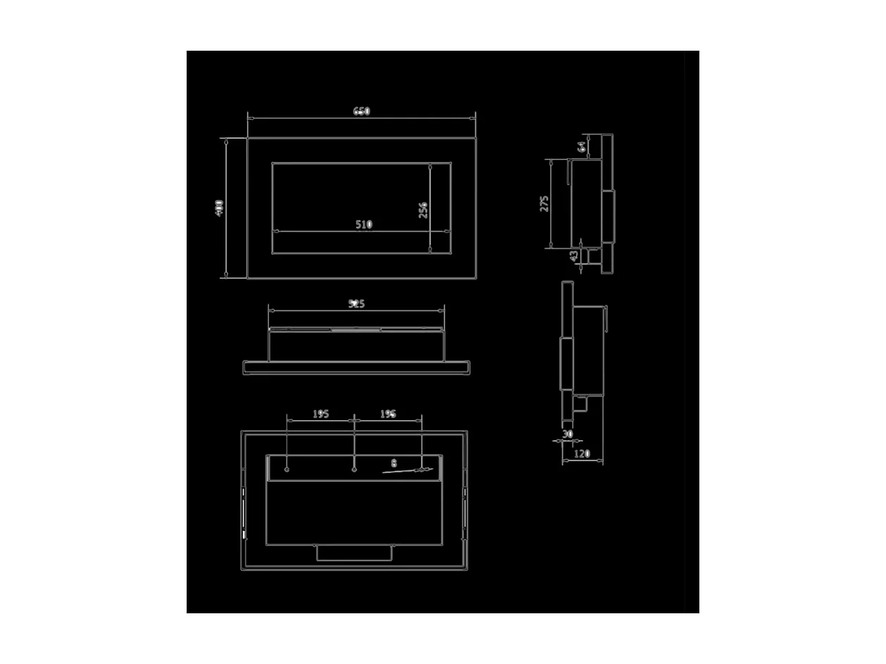 Cheminée bioéthanol murale ou encastrable Pisa Nero L 65 x P 12 x H 40