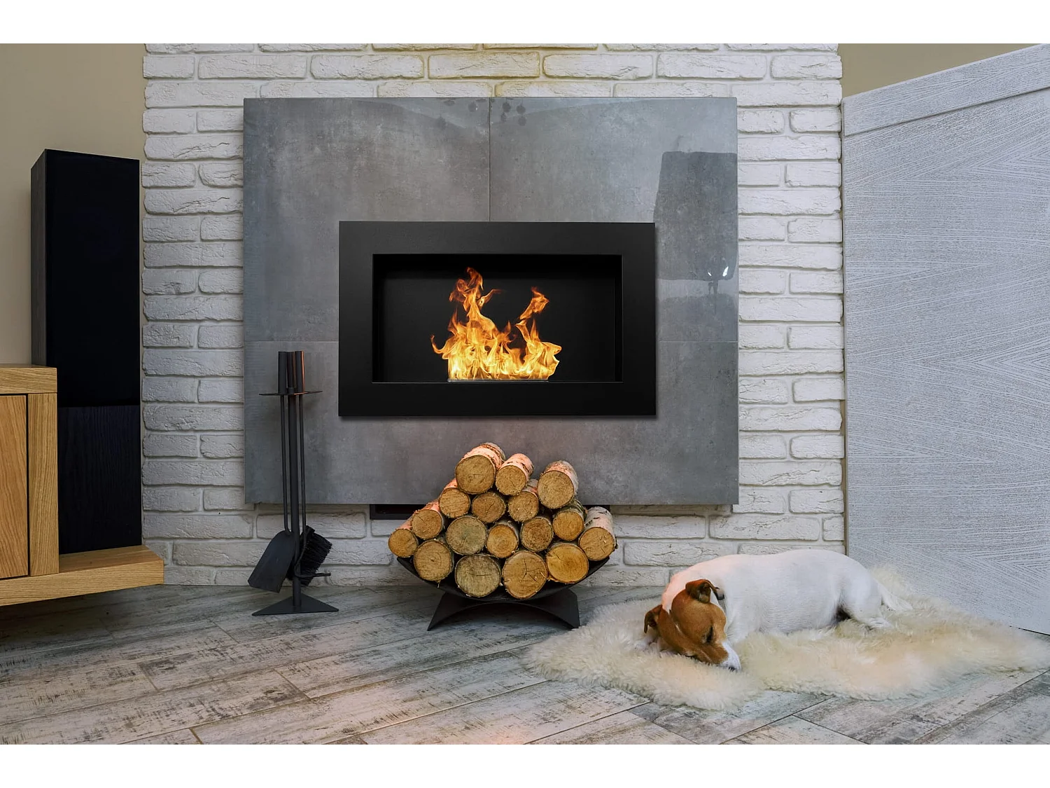 Cheminée bioéthanol murale ou encastrable Pisa Nero L 65 x P 12 x H 40