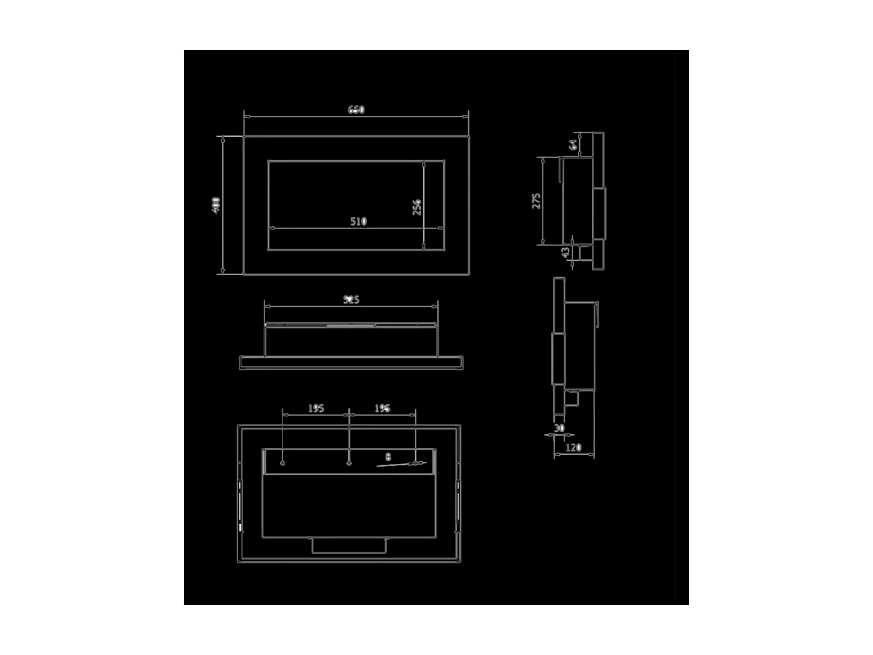 Cheminée bioéthanol murale ou encastrable Pisa Nero L 65 x P 12 x H 40