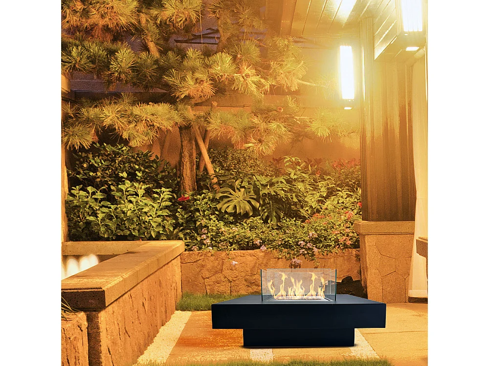 Cheminée à bioéthanol de sol pour intérieur et extérieur Panarea Noir 70x70x35