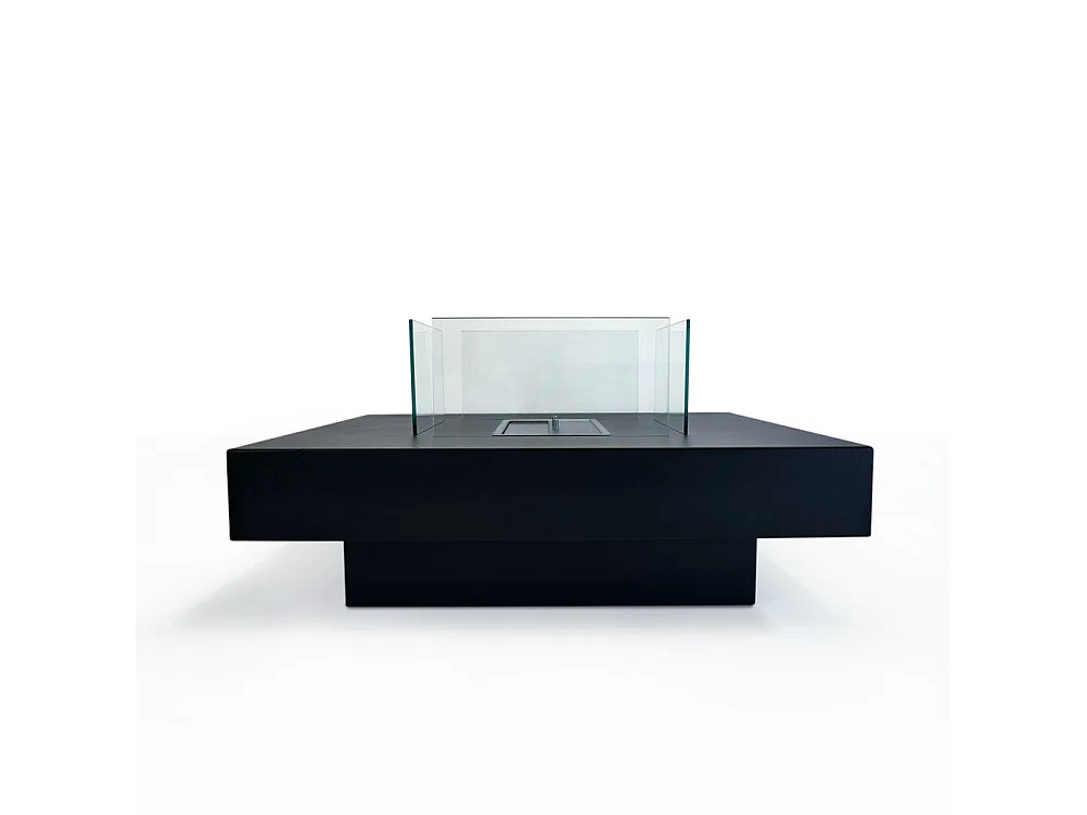 Cheminée à bioéthanol de sol pour intérieur et extérieur Panarea Noir 70x70x35