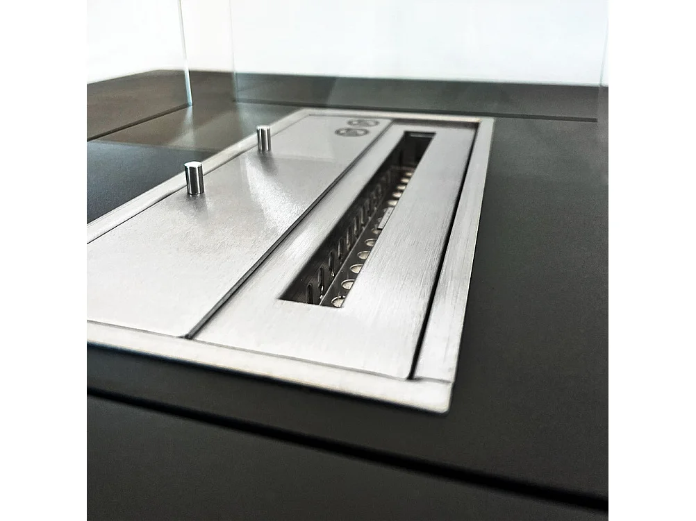 Cheminée à bioéthanol de sol pour intérieur et extérieur Panarea Noir 70x70x35