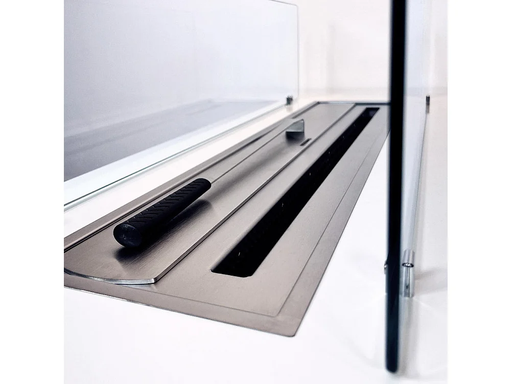 Cheminée au bioéthanol sur pied pour intérieur et extérieur CARAVAGGIO Blanc L100xP40xH40 cm