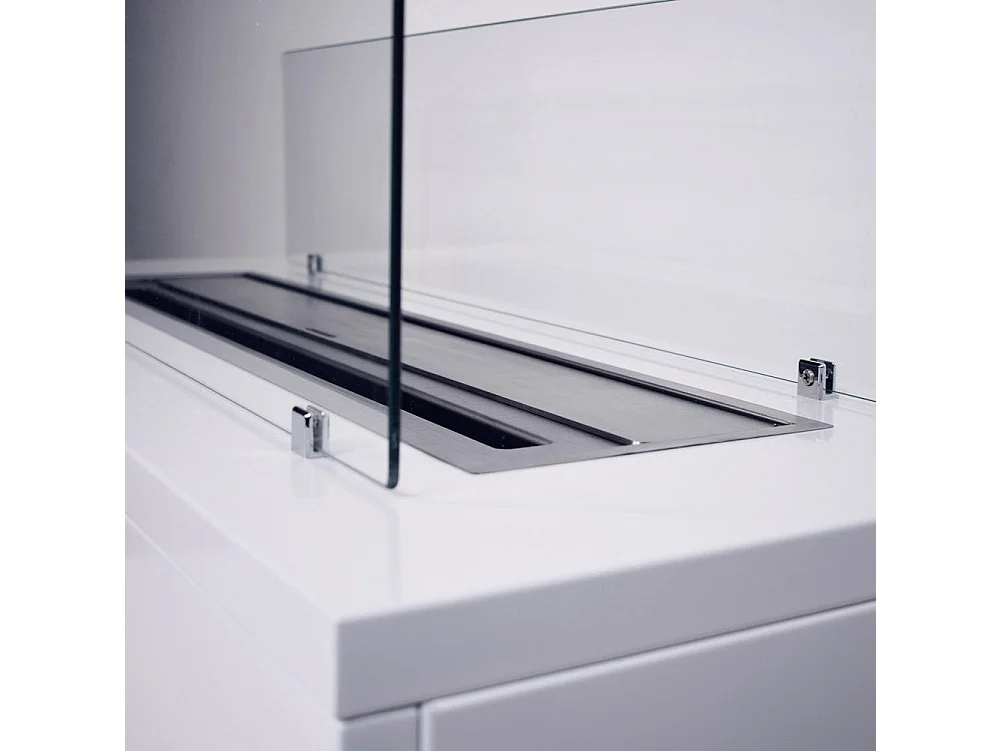 Divina Fire -  Bodenstehender Bioethanolkamin für drinnen und draußen CARAVAGGIO Weiß L100xT40xH40 cm