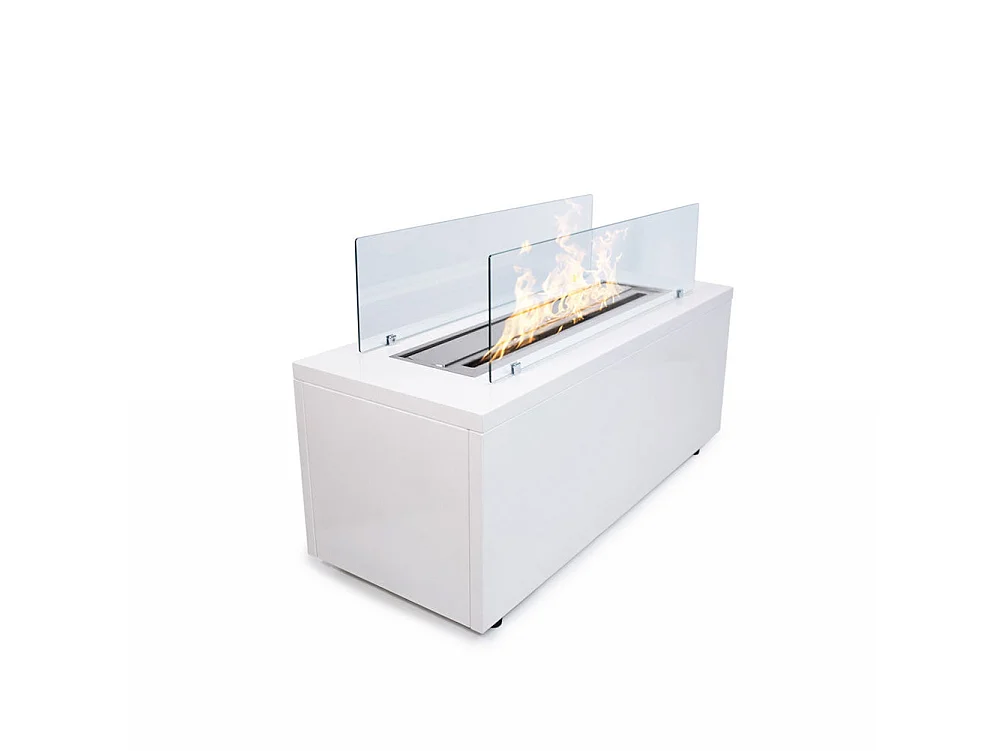 CARAVAGGIO Hvid indendørs/udendørs gulvstående bioethanolpejs L100xD40xH40 cm