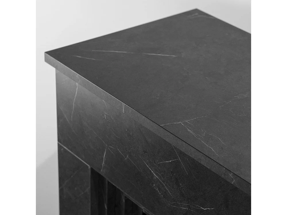 Chimenea de Bioetanol de Tierra en Madera con Efecto Mármol Negro L96 x P35 x H96