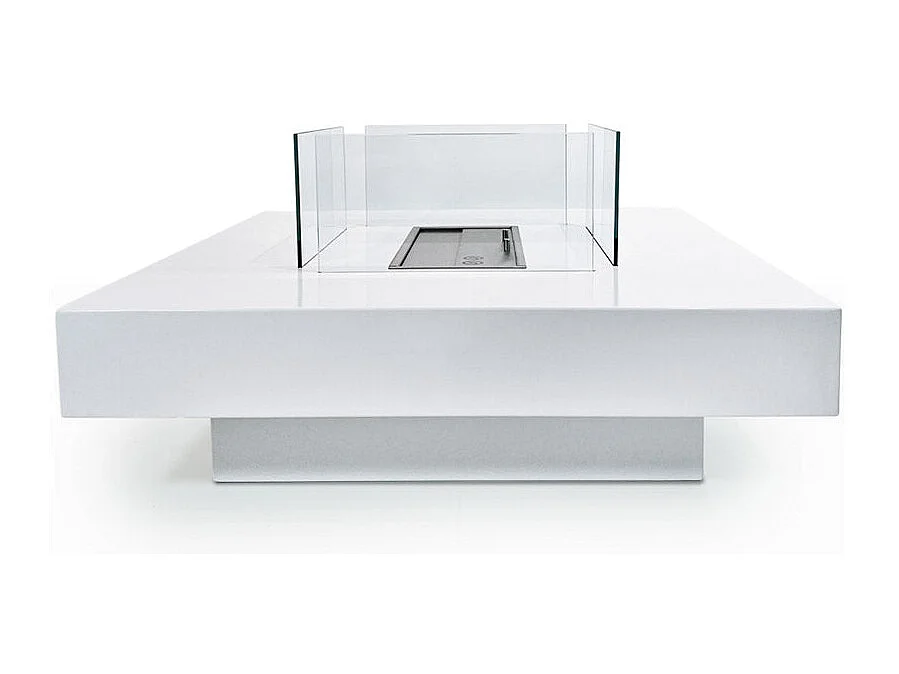 Cheminée à bioéthanol de sol pour intérieur et extérieur Panarea Blanc 70x70x35