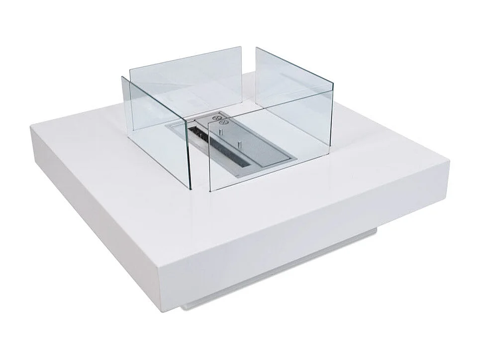 Cheminée à bioéthanol de sol pour intérieur et extérieur Panarea Blanc 70x70x35