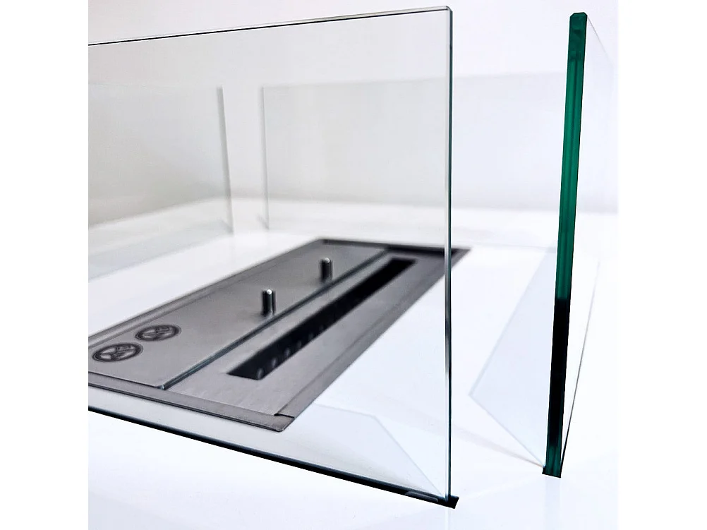 Cheminée à bioéthanol de sol pour intérieur et extérieur Panarea Blanc 70x70x35