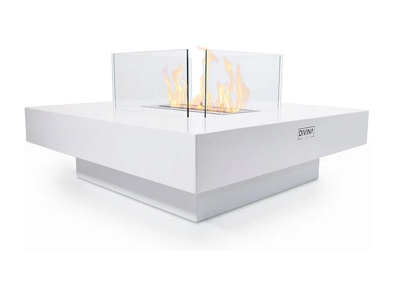 Kominek bioetanolowy stojący Panarea White 70x70x35 do użytku wewnątrz i na zewnątrz