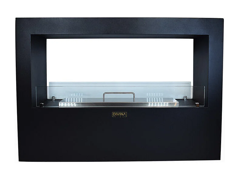 Lareira de piso a bioetanol para interior e exterior Giotto S Preto 100x30x70