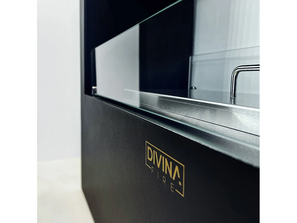 Lareira de piso a bioetanol para interior e exterior Giotto S Preto 100x30x70