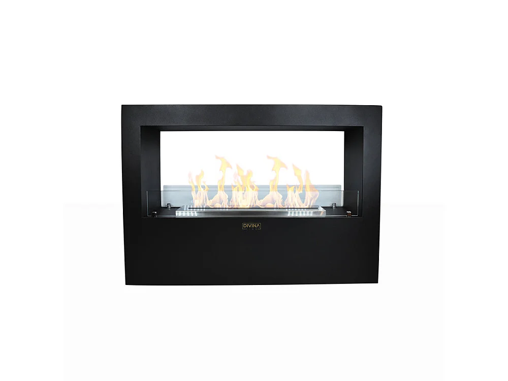 Cheminée au bioéthanol sur pied pour intérieur et extérieur Giotto S Noir 100x30x70