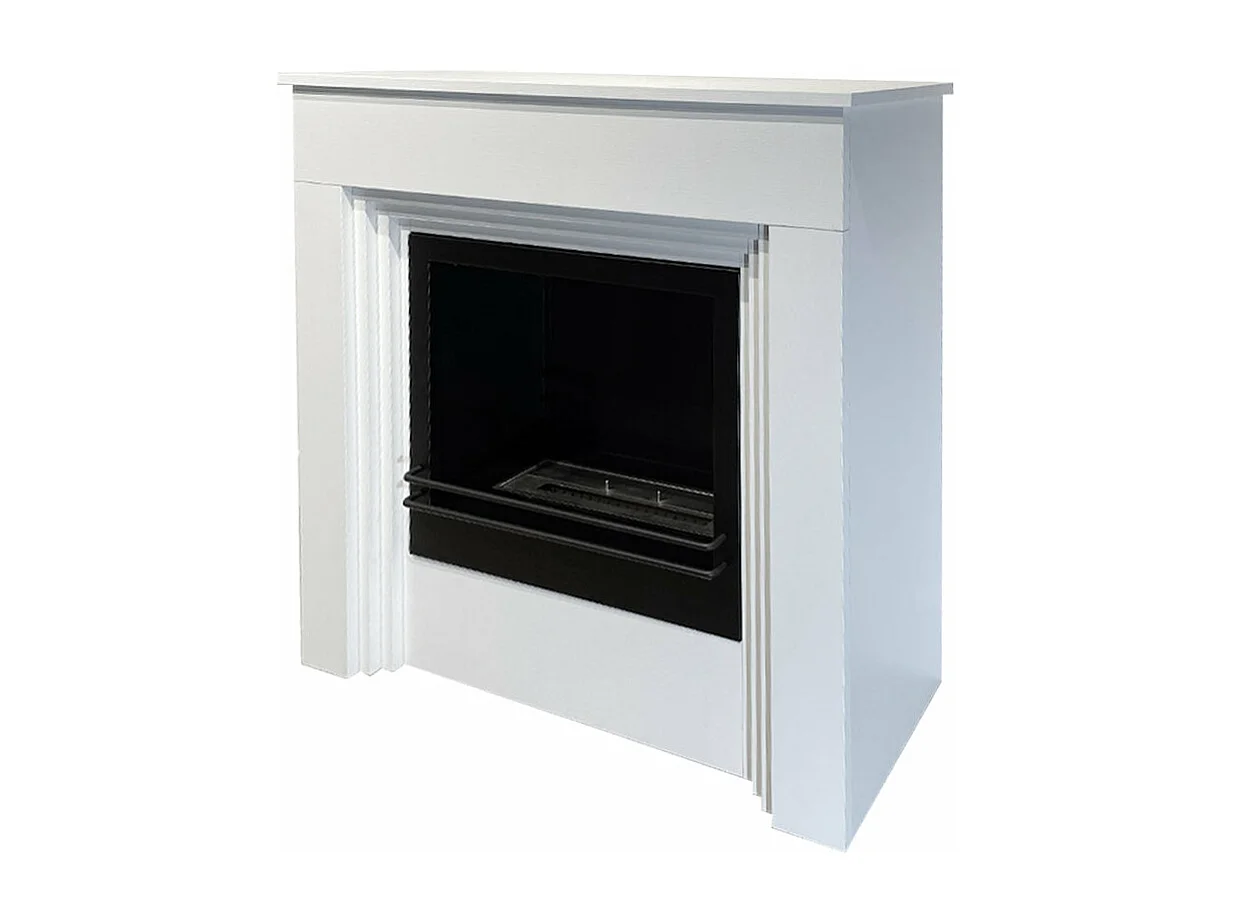 Cheminée au bioéthanol au sol BELLINI en bois blanc Made in Italy L96 x P35 x H96