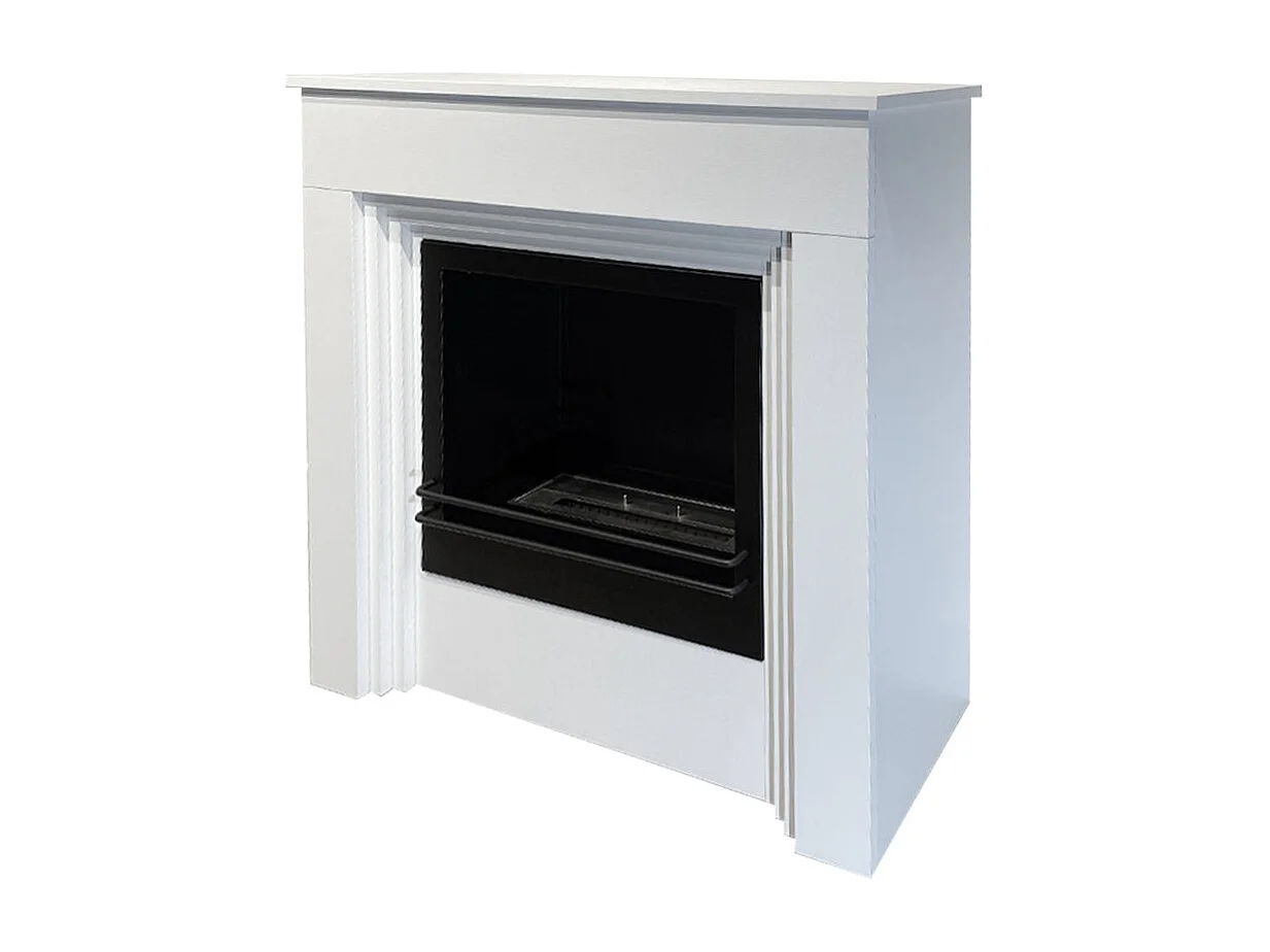 BELLINI bio-ethanol vloerhaard in wit hout Made in Italy L96 x D35 x H96