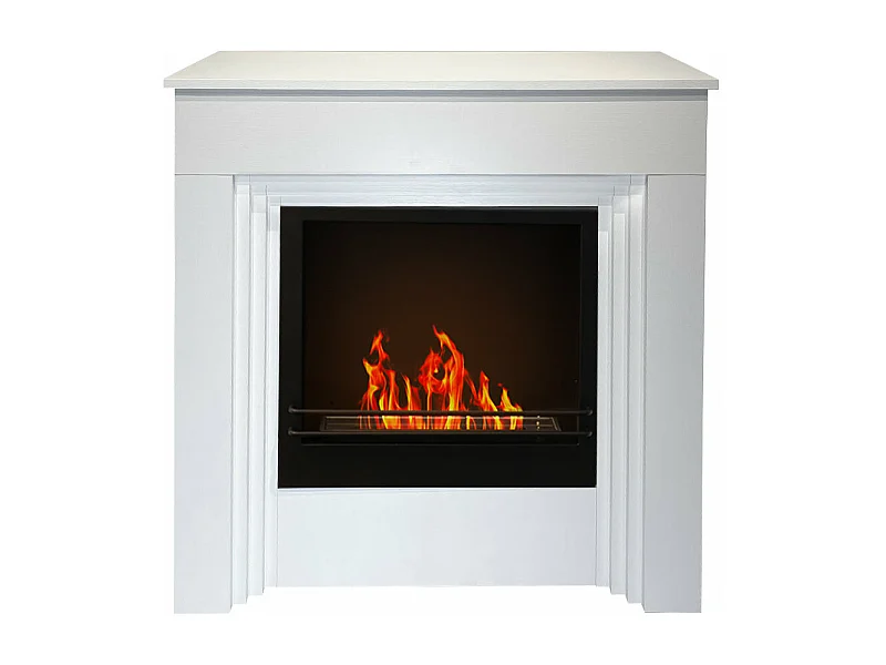 Cheminée au bioéthanol au sol BELLINI en bois blanc Made in Italy L96 x P35 x H96