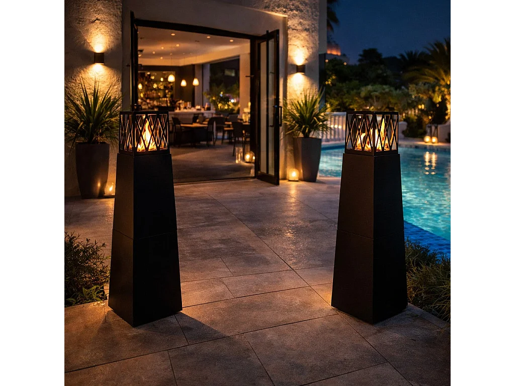 Bioethanol-Gartenkamin für den Außenbereich Vulcano Nero 40x40x145