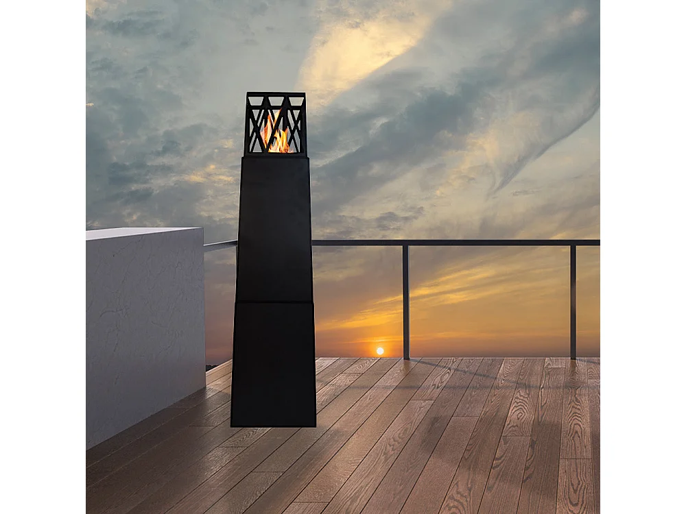 Cheminée d'extérieur au bioéthanol de jardin Vulcano Nero 40x40x145
